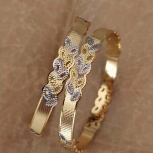 Leaves Pattern Fashionable CNC Two Tone Bangles