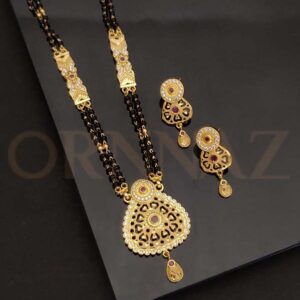 Micro Setting Pendant AD Short Mangalsutra with Earrings