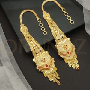 1 Gram Gold Plated Eye Shape Ear Chain with Drop Design - O1G EC 102