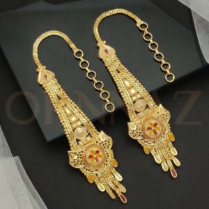 Circle & Flower Shape One Gram Gold Earring with Kaan Chain - O1G EC 109