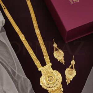 Circle Shape Floret Design One Gram Gold Plated Long Set