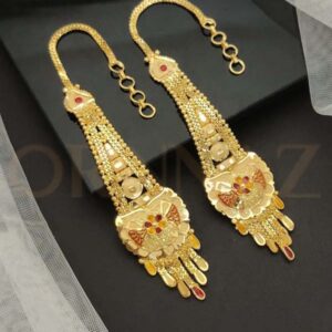 Designer Floret Pattern One Gram Gold Kaan Chain Earrings - O1G EC 103