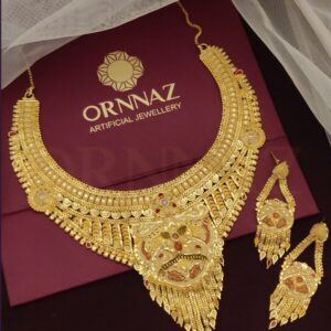 Designer One Gram Gold Broad Necklace for Woman - O1G GN 125