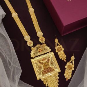 Designer Square and Temple Shape Long Set with Earrings