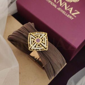 Elegant Square Shape One Gram Gold Plated AD Belt Bracelet - O1G AB 108