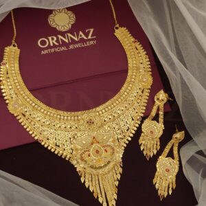 Fancy 1 Gram Gold Coating Broad Necklace for Woman - O1G GN 127