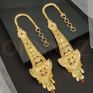 Fancy One Gram Gold Plated Earrings with Kaan Chain - O1G EC 111