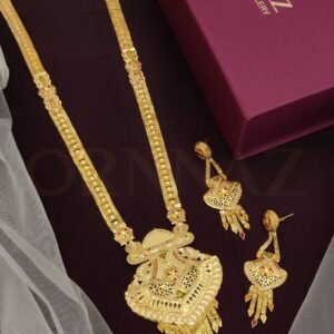 M Shape Multi Color Meena Design 1 Gram Gold Plated Long Set