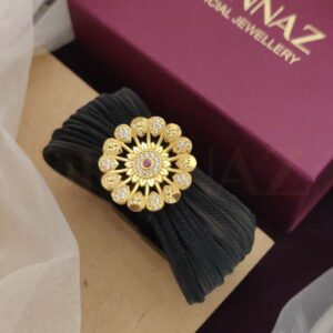 One Gram Gold Plated Floret Design AD Belt Bracelet - O1G AB 104