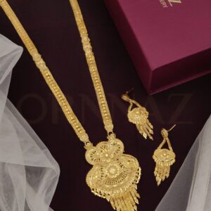 Peacock & Flower Design One Gram Gold Plated Long Set