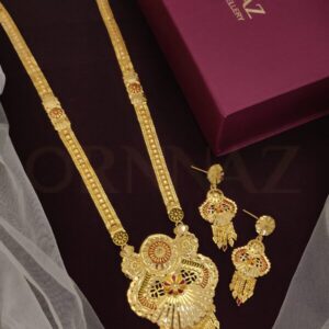 Rajwadi Style One Gram Gold Plated Long Set