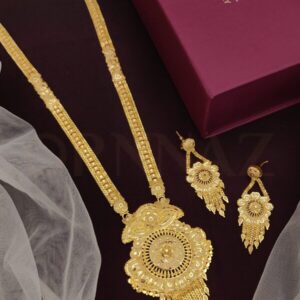 Round with Stripe Design Gold Plated Long Set