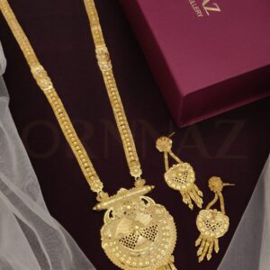 Scroll Pattern Net Design One Gram Gold Plated Long Set