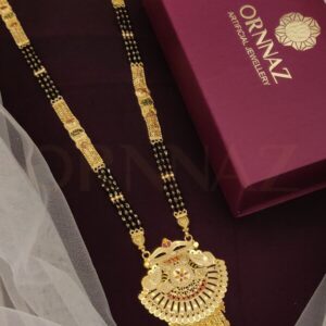 Stripe Design Half Round Pattern 1 Gram Gold Plated Long Set