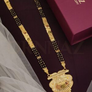 Stripe & Scroll Pattern One Gram Gold Plated Long Set - O1G MM 101