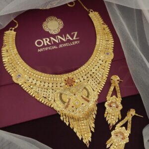 Stylist 1 Gram Gold Plated Broad Necklace Set for Woman - O1G GN 129