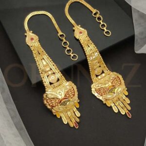 Wings Pattern One Gram Gold Earrings with Kaan Chain - O1G EC 114