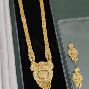 Gold Shine One Gram Long Set with Jhalar Design