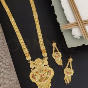 Rajwadi Style One Gram Gold Long Set with Earrings