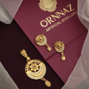 New Stylish AD Stone 1 Gram Gold Plated Pendant Set