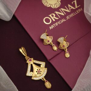 New AD Stone 1 Gram Gold Plated Pendant Set