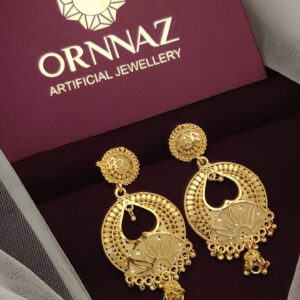 Ethnic Gold Polish Chandbali Jhumka Style Earrings