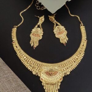 Party Wear 1 Gram Gold Finish Necklace & Earrings