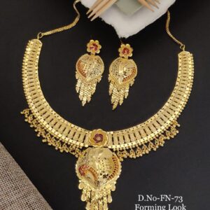 Floral Pattern 1 Gram Necklace with Matching Earrings