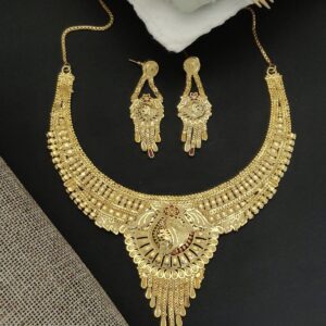 Classic 1 Gram Gold Necklace Set with Earrings