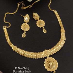 1 Gram Gold Plated Necklace with Earrings Set