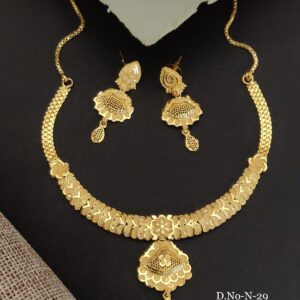 Elegant 1 Gram Gold Plated Necklace with Earrings Set