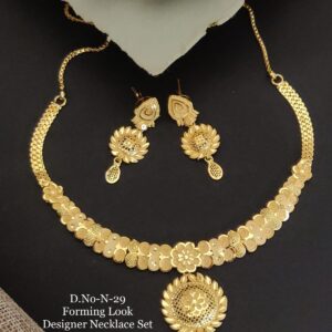 Daily Wear 1 Gram Gold Polish Necklace with Earrings