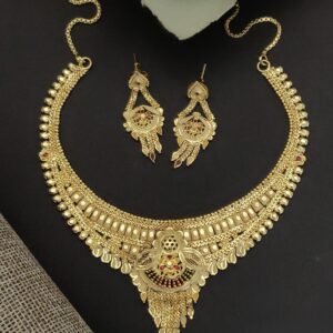 Bridal Style 1 Gram Gold Necklace with Earrings