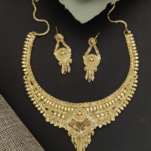 Traditional 1 Gram Gold Finish Necklace with Earrings