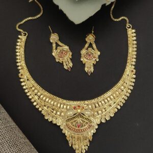Designer 1 Gram Gold Necklace and Earrings Set
